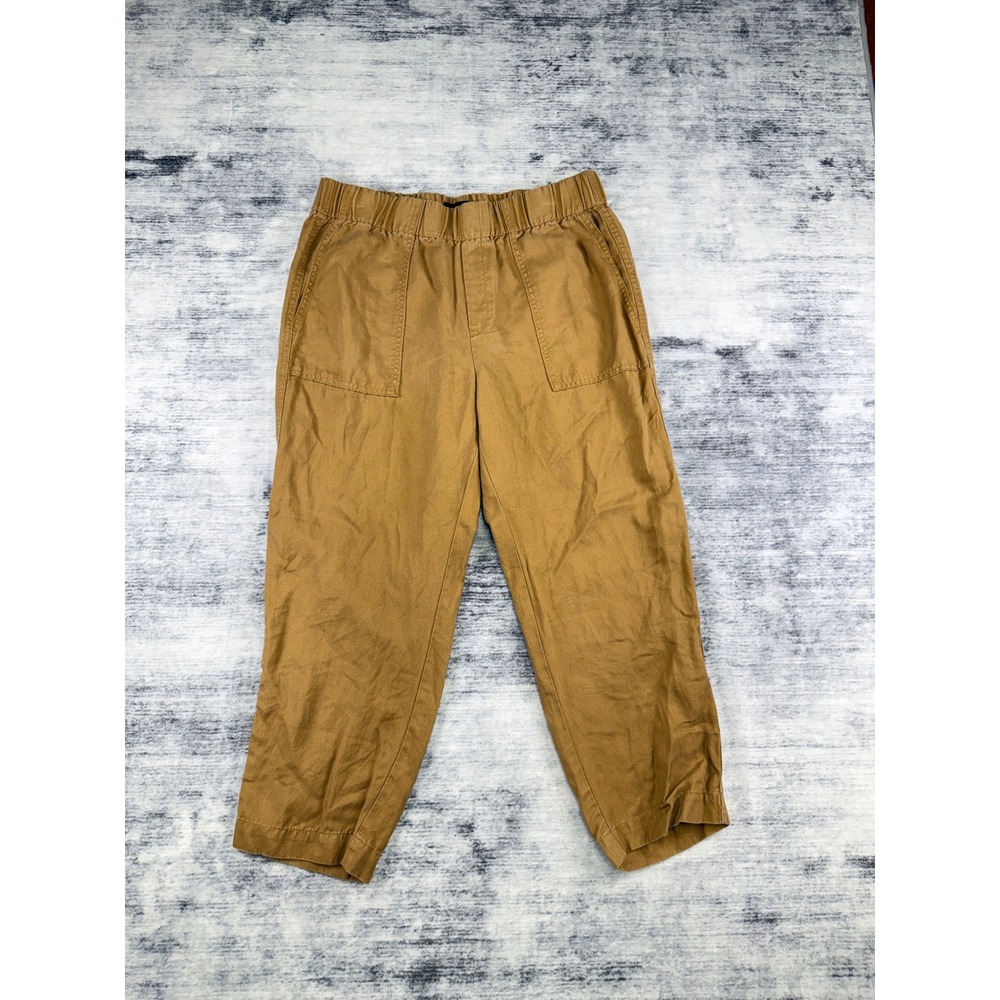 Banana Republic Mens L Brown Lyocell Linen Cotton Elastic Waist Relaxed Pants